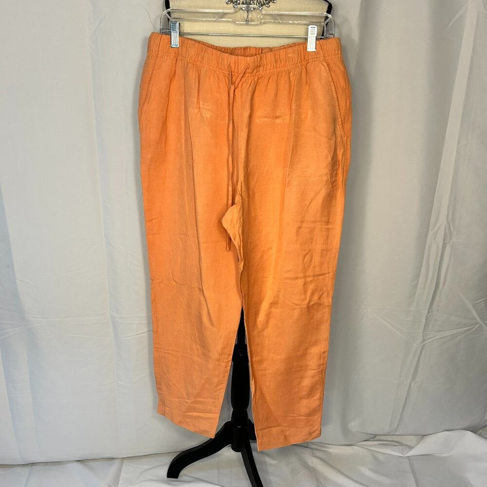 A New Day Orange Linen Capri Pants Women Size L